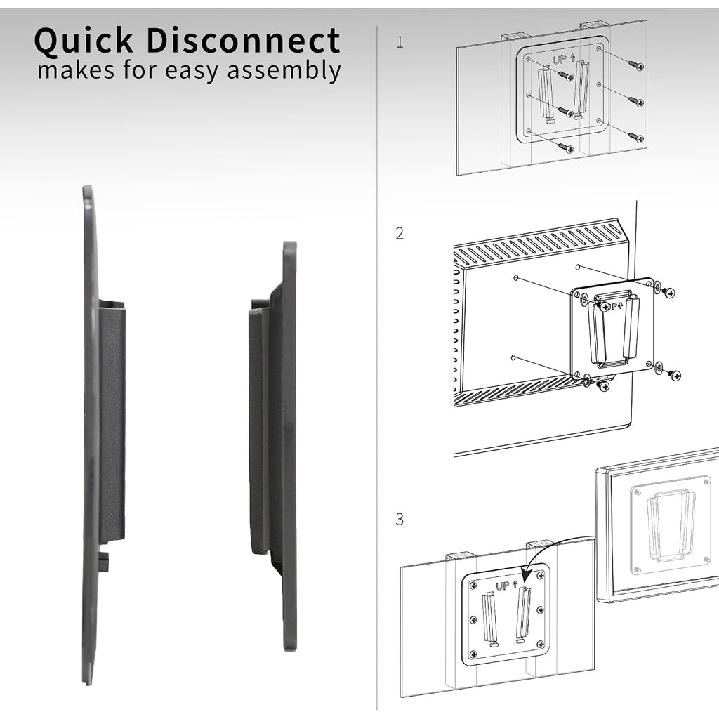 Vivo Black Rv Tv Mount For Screens Up To 43 Inches, Mount-Vwrv1 | Anti-Rust Quick Release Plastic Polymer Mount, Low Profile Wall Bracket For Camping, Vesa 100X100Mm, Holds 30 Lbs