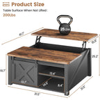 Sedeta 31.5" Lift Top Coffee Table With Storage, Square Coffee Tables For Living Room, Farmhouse Coffee Table With Large Hidden Storage Compartment And Adjustable Shelves, Black