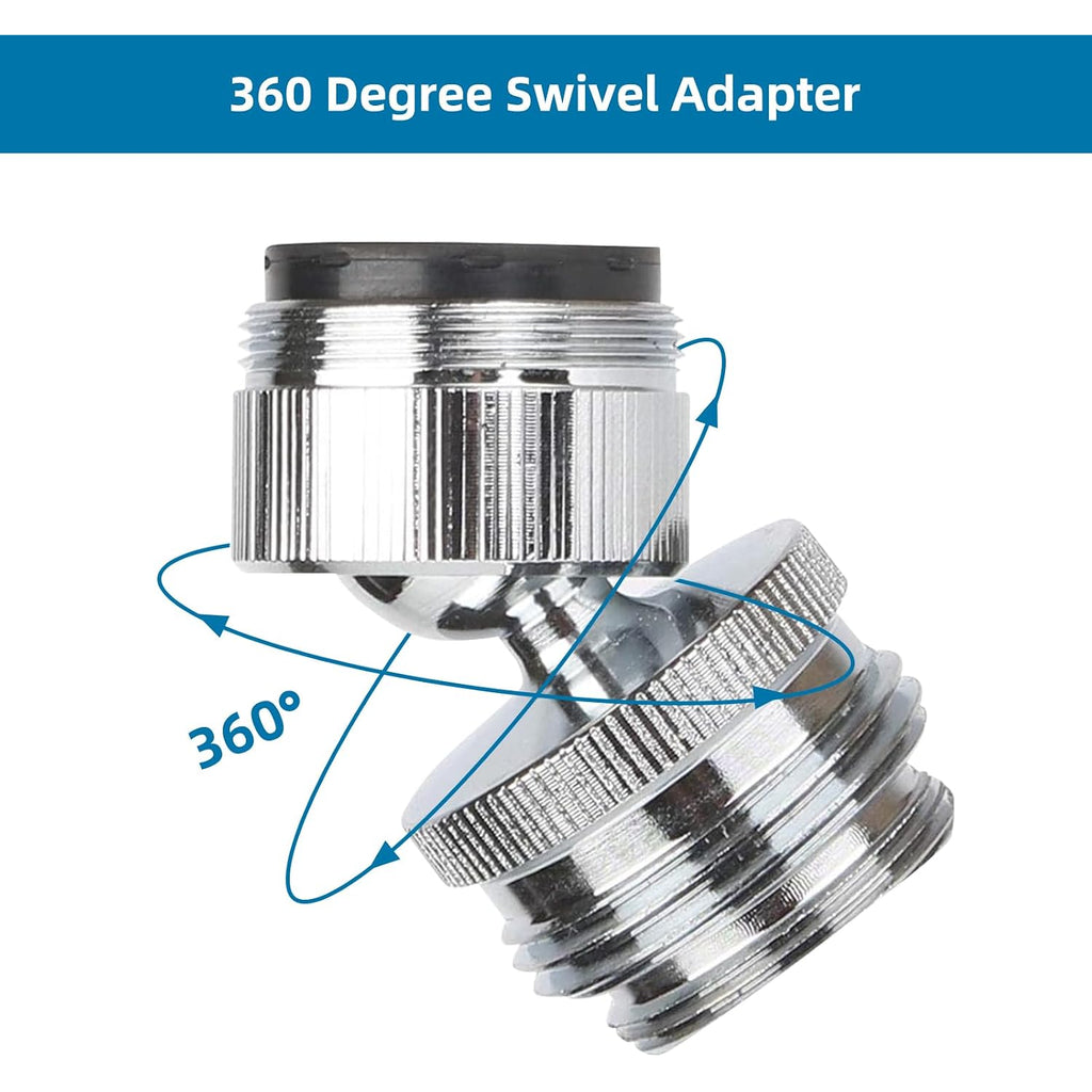 Hibbent Faucet Adapter Kit, Swivel Aerator Adapter To Connect Garden Hose - Multi-Thread Kitchen Sink Faucet To Garden Hose Adapter 3/4 Inch - Chrome Finished