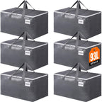 Large Moving Bags, Storage Bags With Zippers, Handles Moving Supplies With Lids, Heavy Duty Totes For Storage Bags For Space Saving, Moving And Storing 93L, 6 Pack