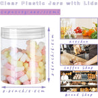 20 Pack 4oz Clear Plastic Jars with Lids,115ml Wide-Mouth Refillable Storage Containers,Empty Round Containers for Candy,Beads,Lotion,Slime Making and Food Storage