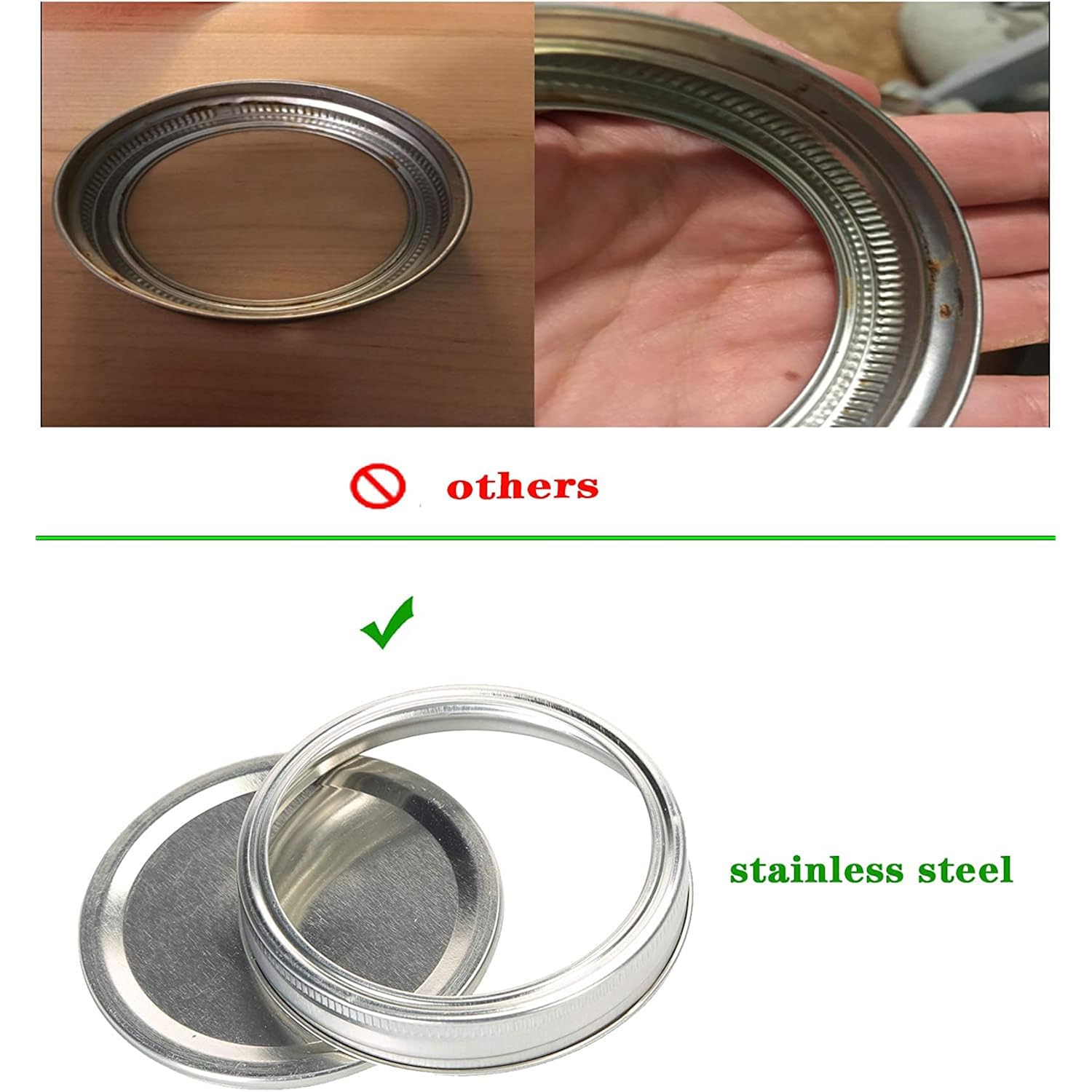 Wide Mouth Canning Lids and Rings for Ball or Kerr,Mason Jar Large Lids and Bands Set of 12