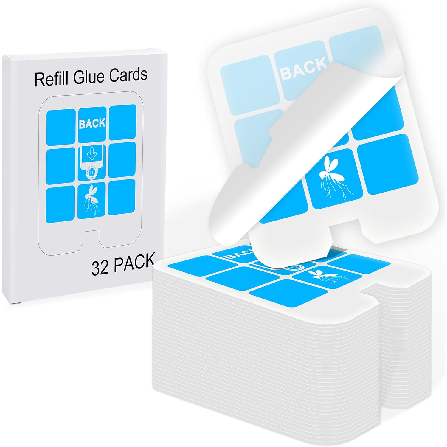 32 Pack Refill Glue Cards, Saferr Home Fly Trap Refill Compatible With Saferr Home Sh502, S23005-06 And Dynatrap Dt3005W Dot Indoor Fly Trap Plug-In Insect Trap Replacement Mosquito Sticky Glue Boards