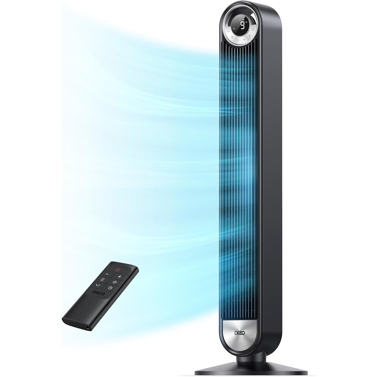 Dreo Tower Fan For Bedroom, Upgraded Dc 28Ft/S Velocity, 20Db Quiet Fan | 9 Speeds Fans That Blow Cold Air, 90° Oscillating Cooling Fan, 4 Modes, 12H Timer Bladeless Standing Fan For Home, Black