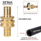 5/8" Barb Male & Female Brass Garden Hose Repair Kit, 2 Set | With Clamps Hose End Repair Connector, Durable Brass Fittings For 5/8" Hose, Garden Watering & Car Washing Repair