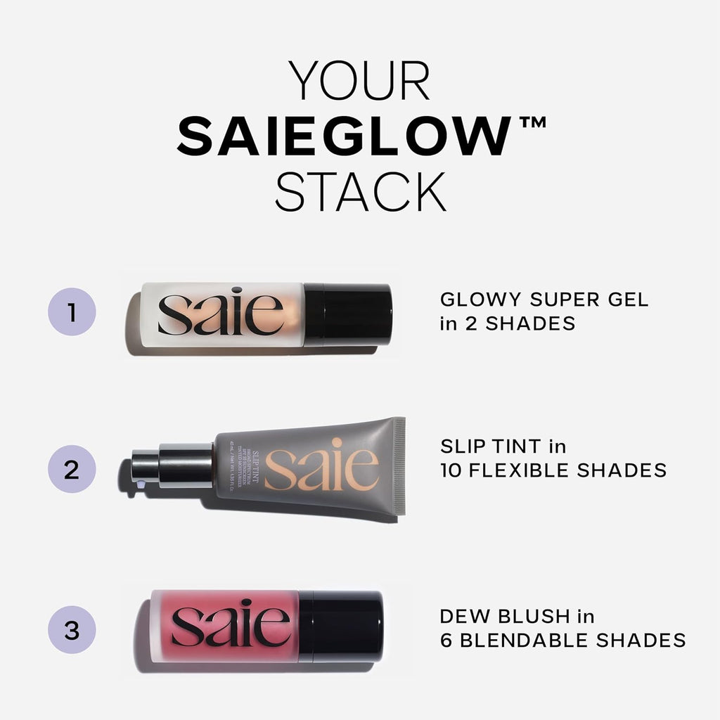 Saie Slip Tint Tinted Moisturizer with SPF 35 - Light Coverage, Glowy Skin Tint & Mineral Sunscreen for Face with Hydrating Hyaluronic Acid - Summer Makeup Essential - Shade Three + Half (1.35 oz)