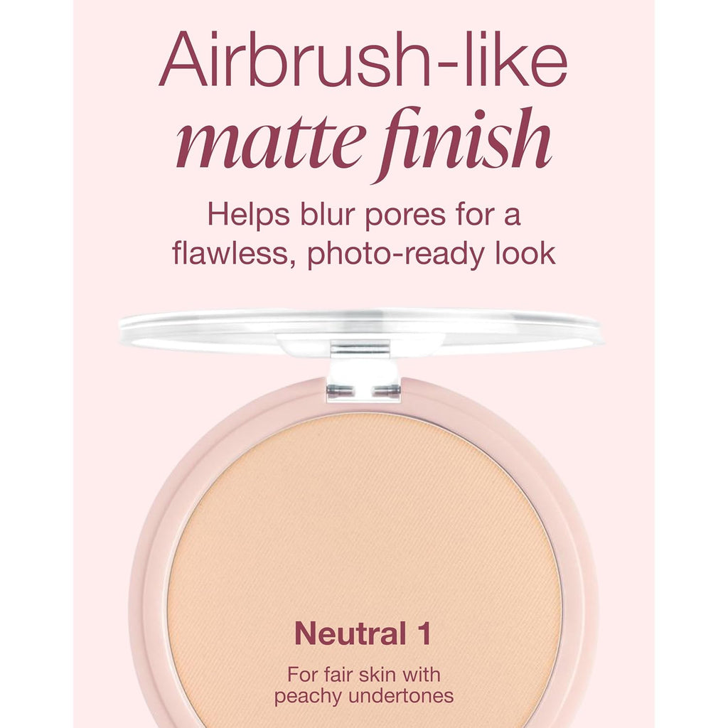 Mineral Fusion Pressed Powder Foundation - Matte Finish Face Powder For Fair Skin With Peachy Undertones - Age Defying Foundation Makeup - Talc Free, Hypoallergenic, Cruelty-Free (Neutral 1)