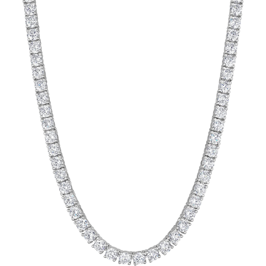 KISPER Tennis Necklace for Women 14K Gold Plated 3mm Cubic Zirconia Diamond Chain Adjustable 15-18" 4-Prong Setting Classic