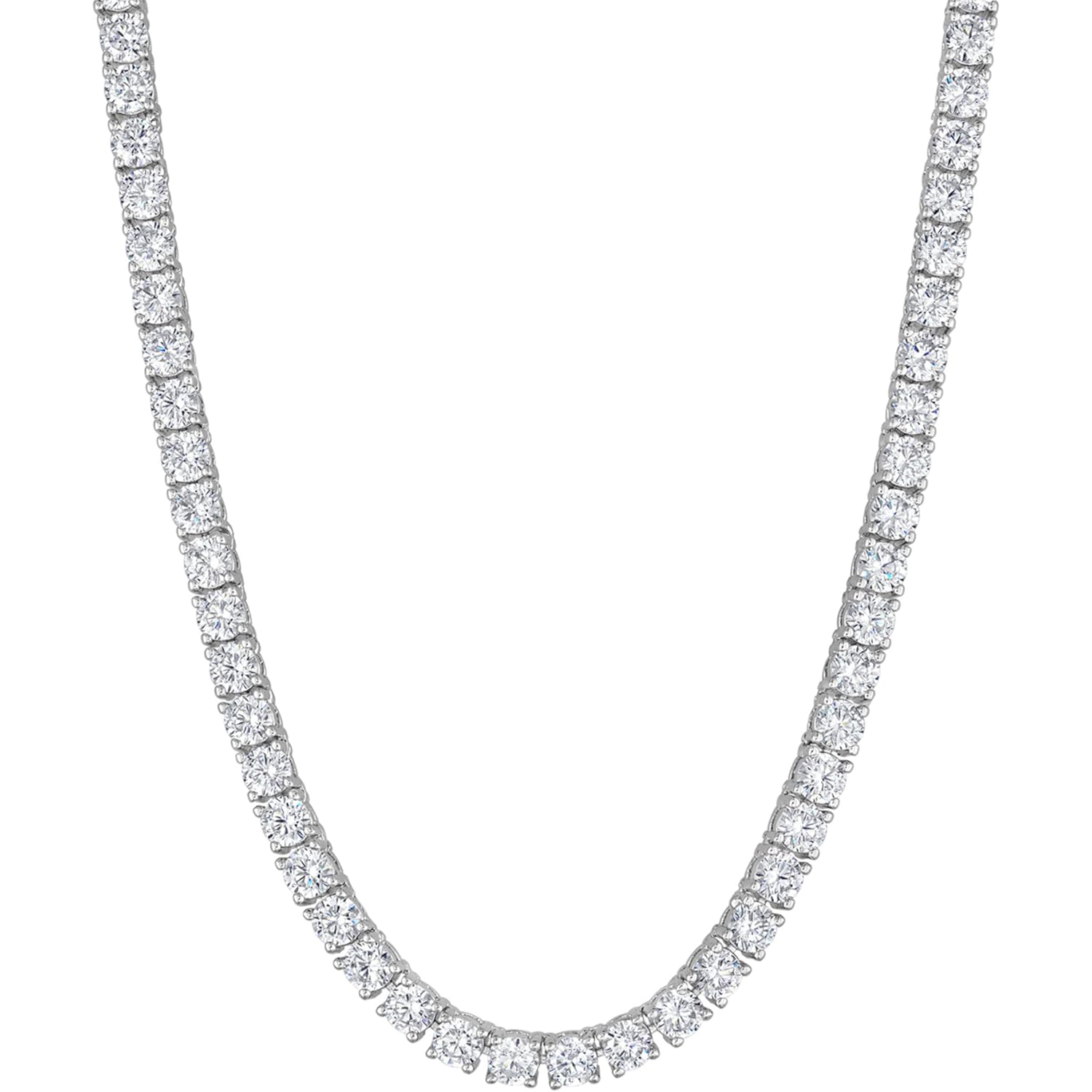 KISPER Tennis Necklace for Women 14K Gold Plated 3mm Cubic Zirconia Diamond Chain Adjustable 15-18" 4-Prong Setting Classic