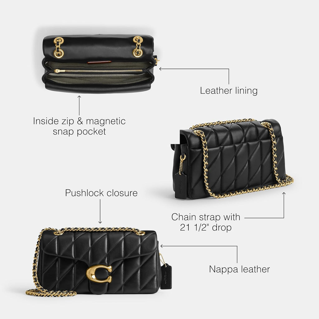 COACH Women's Pebble Tabby Shoulder Bag | Quilted, 26, with Chain