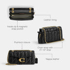 COACH Women's Pebble Tabby Shoulder Bag | Quilted, 26, with Chain