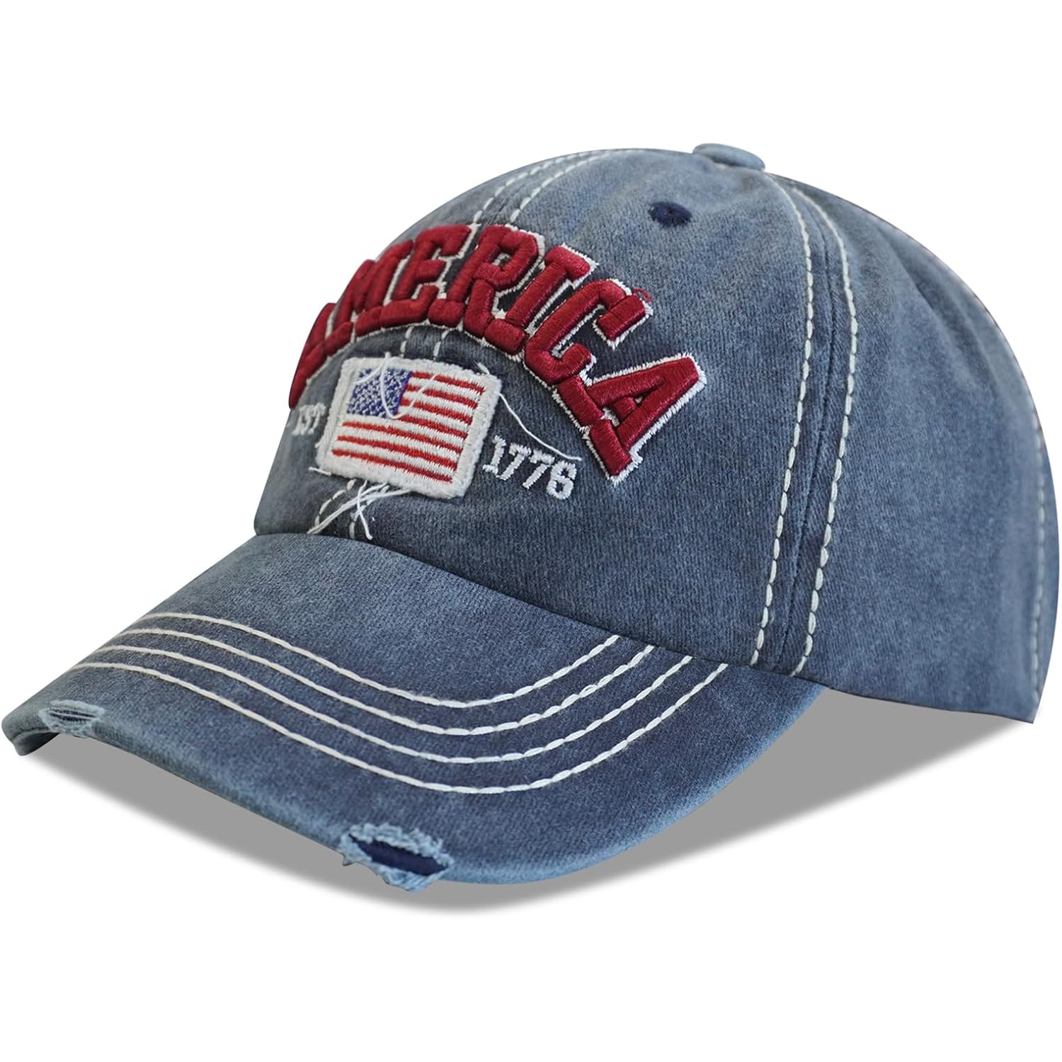 USA Hat American Flag Baseball Cap Mesh Trucker Adjustable Breathable 4th of July Accessories for Men Women Gifts American Flag - Blue