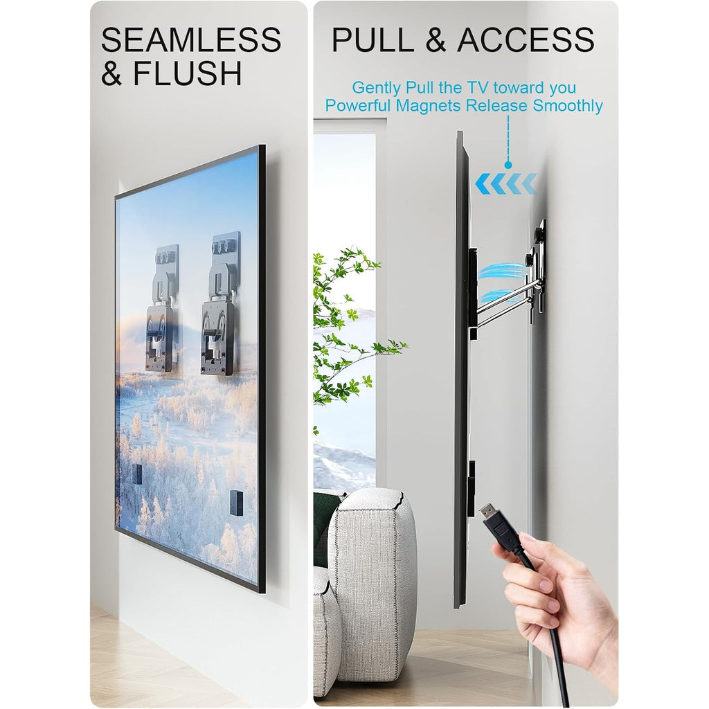 Ultra Slim Tv Wall Mount Compatible With 14"-80" Flat & Frame Tvs Only, 0.3" Micro-Gap Low Profile Tv Mount, Minimalist Look, Blends Any Interior, Hold Up To 100Lbs