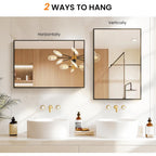 TRAHOME Bathroom Vanity Mirror for Wall, 2 Pack 36" x 24" Metal Framed Rectangular Bathroom Wall Mirror for Over Sink, HD Shatterproof Glass, Hangs Horizontally or Vertically(Black)