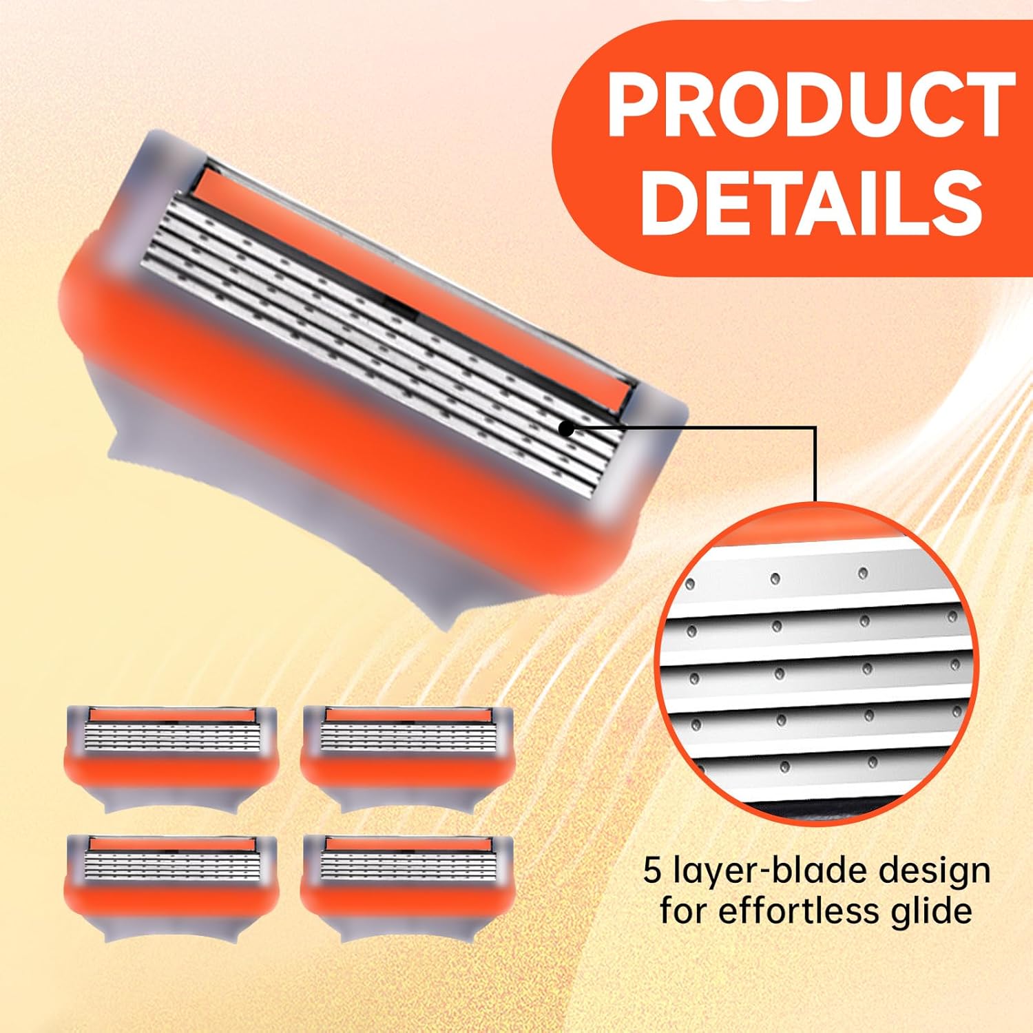 24Pcs Premium Razor Blades for Men compatible gillette fusion 5 blades refills -5-Layer Stainless Steel Refills Compatible with Fusion 5 Style Razors,Smooth Shaving Replacement Cartridges Value Pac
