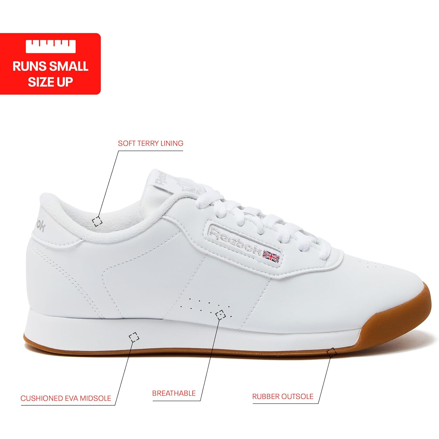Reebok Princess Sneakers For Women, Comfortable Walking Or Tennis Womens Shoes