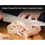 Piklohas Resharpenable Bread Knife for Homemade Bread, 10 Inch Serrated Sourdough Knife with Offset Handle, Innovative Wavy Edge for Clean Slices Crusty Bread, Bagels, Pineapple & Tomatoes, Gift Box