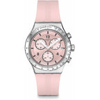 Swatch I New Chrono Unisex Watch Dress Stainless Steel Pink Quartz Waterproof Poppingly Pink