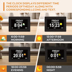Digital Dementia Clocks For Seniors, 7 Inch, Black | Day Date Time Large Display For Poor Vision Easy Read, Medication Reminder Alarm, Spanish 10 Languages, Alzheimer Gifts