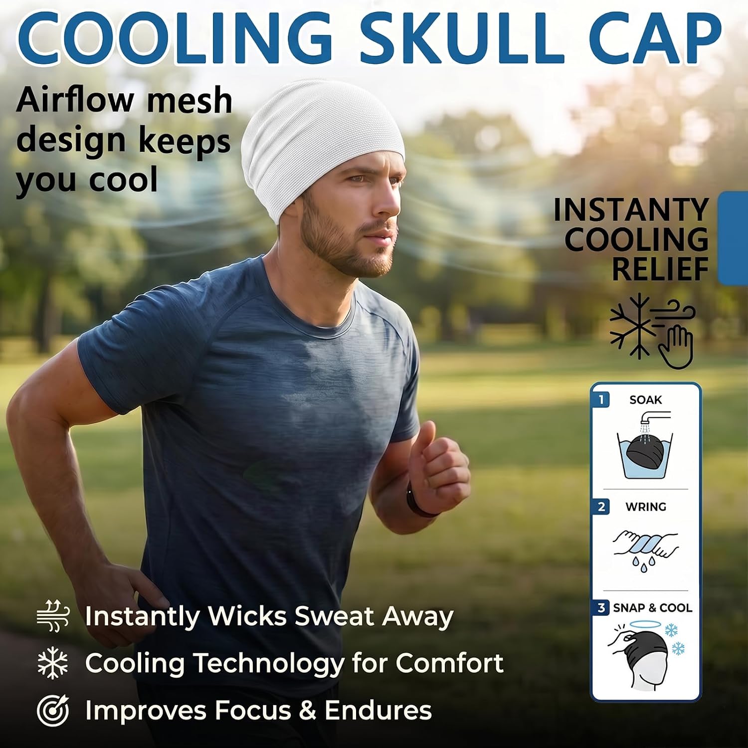 2 Pack Cooling Skull Caps For Men & Women, Breathable 3D Mesh Sweat Wicking Running Hat For Cycling Helmet Liner