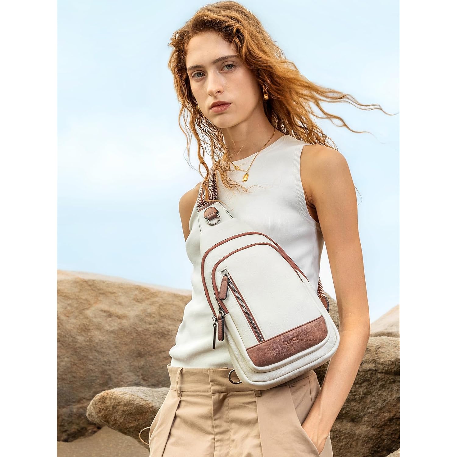 Cluci Crossbody Bags For Women Men,Leather Sling Bag Cross Body Backpack For Woman Gifts For Women Birthday Unique