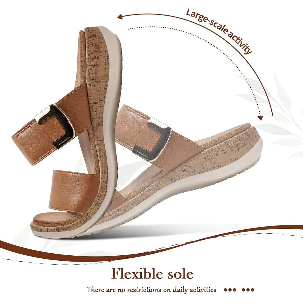 Littleplum Women Slides Sandals Arch Support Open Toe Slip On Sandals Soft Cushion Slippers Comfy Casual Summer Shoes For Walking,Beach,Travel