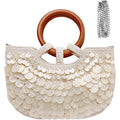 Shell Purse For Women Girls, Seashell Beaded Clutch Bag For Women 2026, Luxury Mother-Of-Pearl Handmade Top Handle Bag Beach Wedding Evening Party Handbag For Summer Resort Vacation