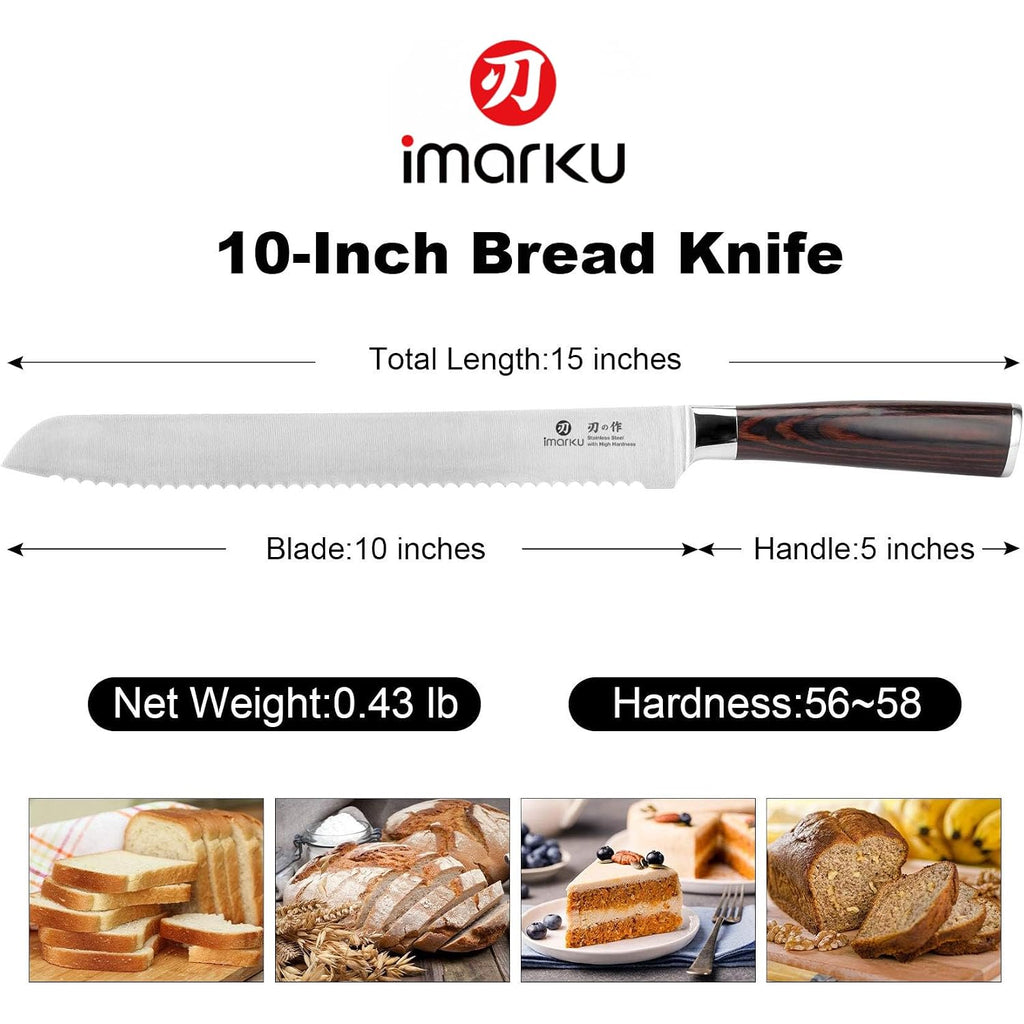 Imarku Bread Knife, German High Carbon Stainless Steel Professional Grade Bread Slicing Knife, 10-Inch Serrated Edge Cake Knife, Bread Cutter For Homemade Crusty Bread, Birthday Gift