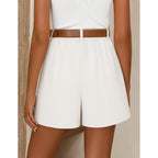 Shorts for Women Dressy 2026 Summer Pleated Wide Leg Elastic High Waisted Business Casual Shorts with Pockets