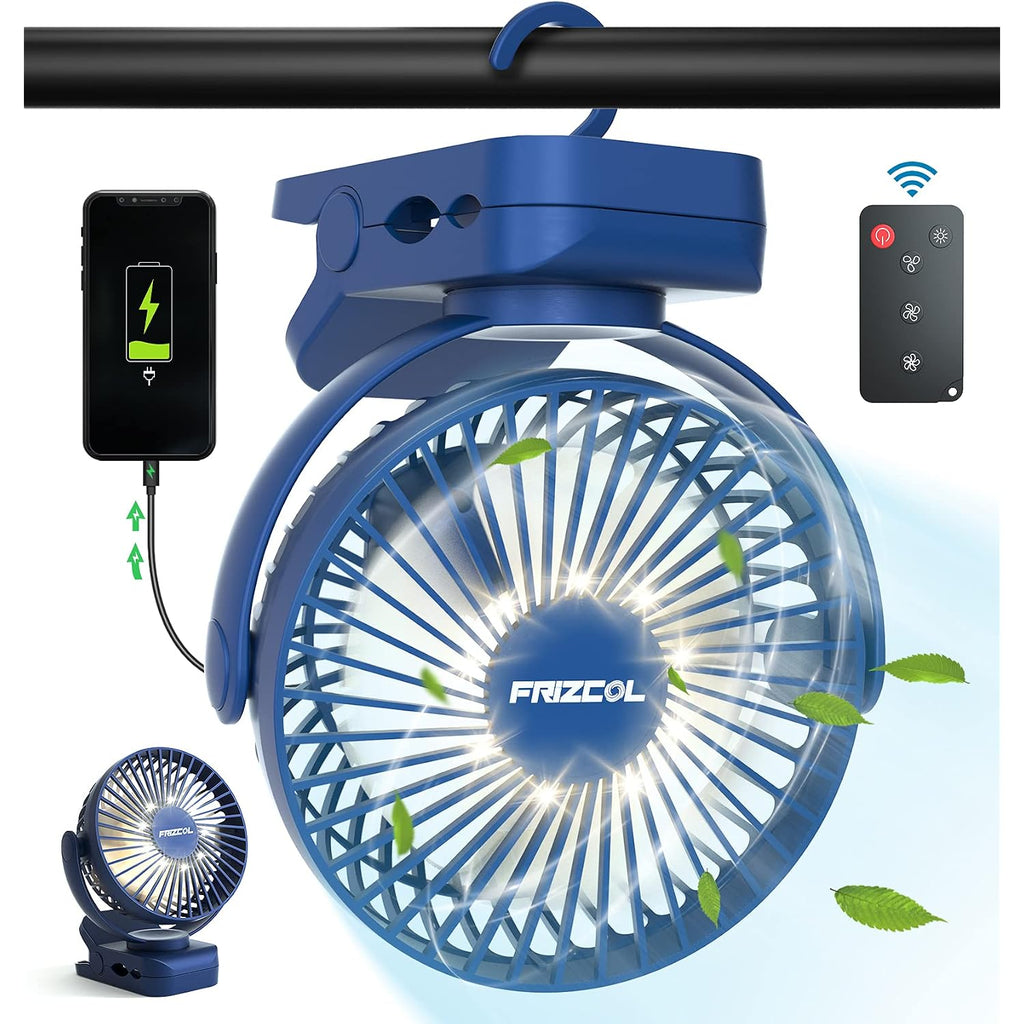 Clip On Fan 65 Hours Portable Desk Fan Rechargeable With Led Lights & Hooks 12000 Capacity Battery Operated Fan With Clips Small Desk Fan Mini Fans For Tents Travel Outdoor Camping Golf Cart Stroller