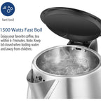 Comfee 1.7L Stainless Steel Electric Tea Kettle, Bpa-Free Hot Water Boiler, Cordless With Led Light, Auto Shut-Off And Boil-Dry Protection, 1500W Fast Boil
