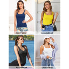 Women's Cotton Tank Top with Shelf Bra Adjustable Wider Strap Camisole Basic Cami Tanks