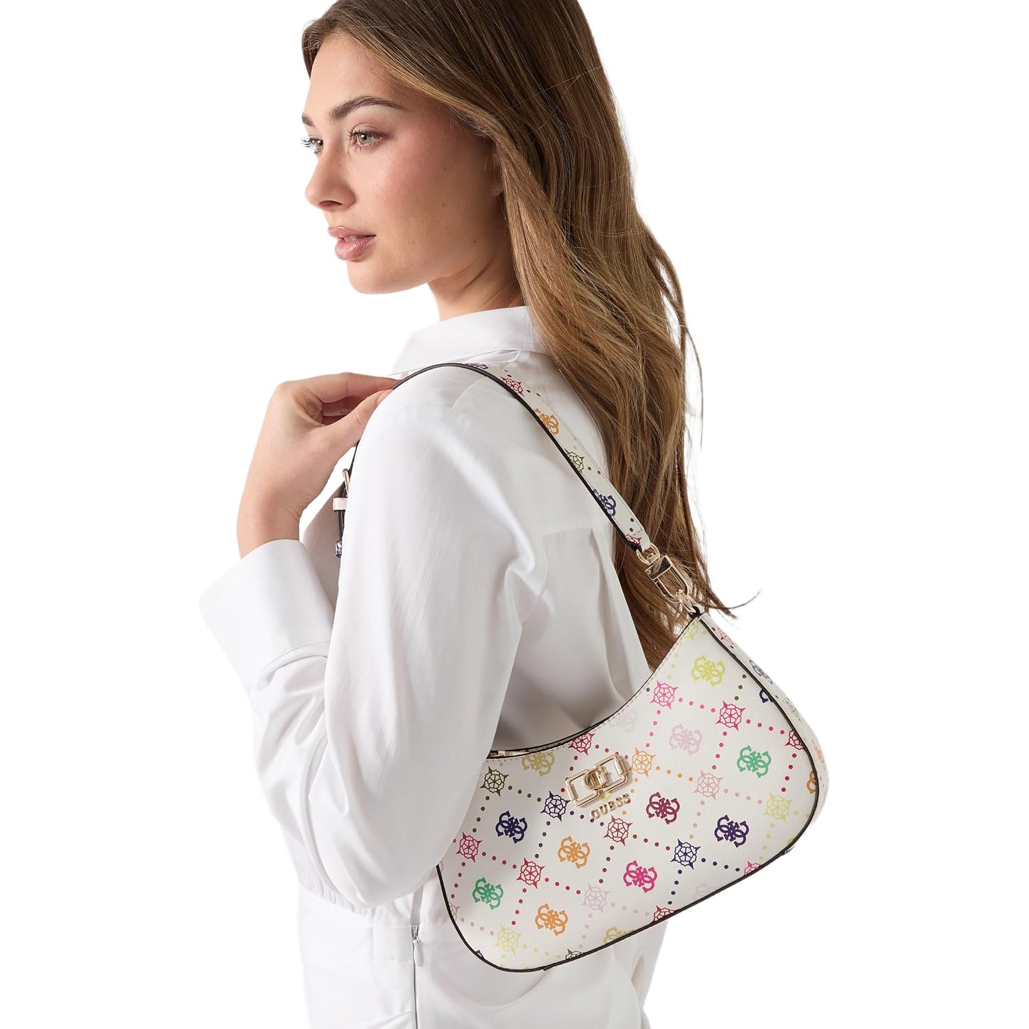 Guess Emelie Logo Top Zip Shoulder Bag