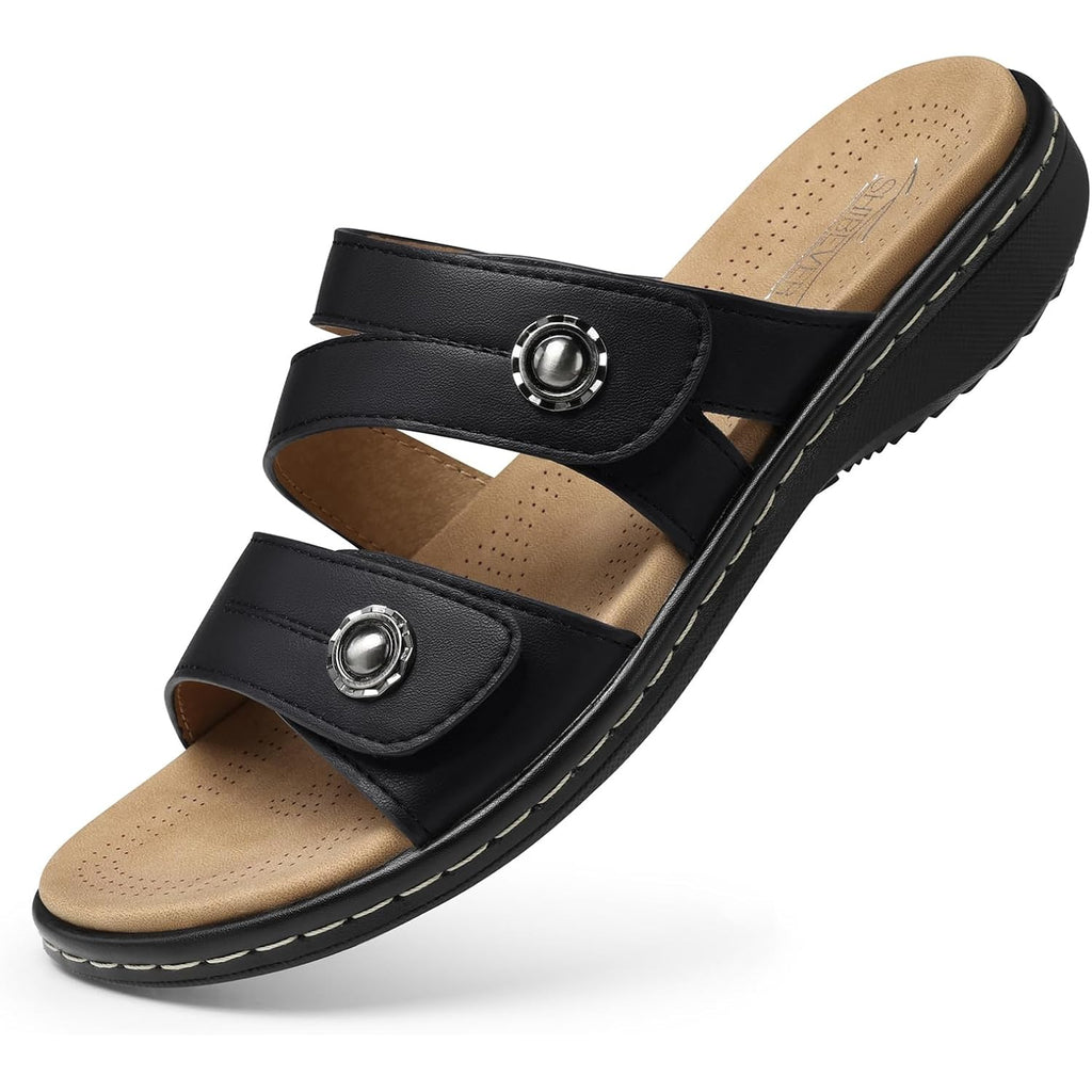 Shibever Flat Sandals Women Dressy: Non Slip, Arch Support, Orthopedic, Plantar Fasciitis Comfortable Walking Sandal