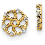 14k Yellow Gold .48ct Diamond Twisted Halo Earring Jackets UpTo 4.5mm Studs (0.048 cttw, I1 Clarity, H-I Color)