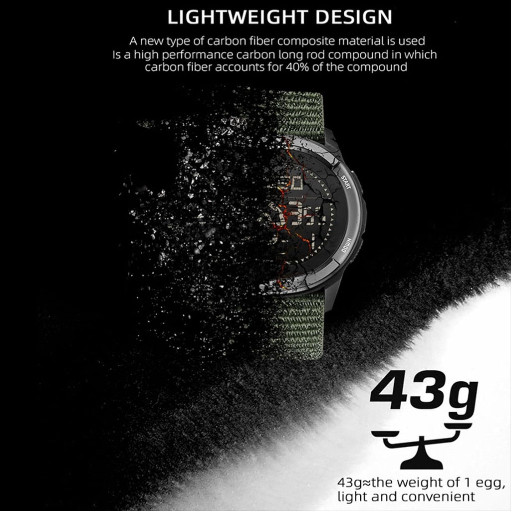 Cakcity Tactical Watches For Men Military Sport Watches With Carbon Fiber Case Lightweight Waterproof Watch For Women/Men Digital Watches With Compass,Step Counte,Metronome,5Atm
