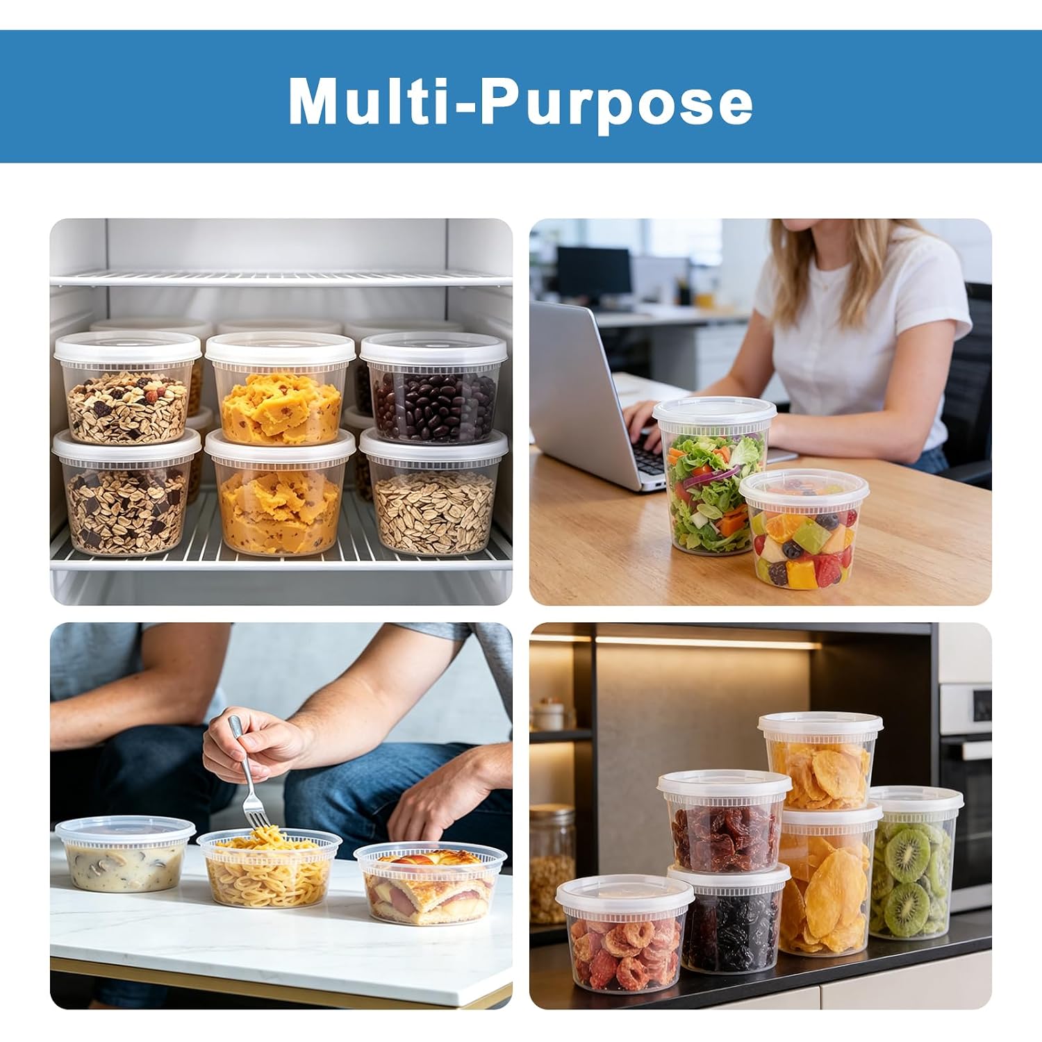 60 Sets Deli Containers With Lids, 8/16/32 Oz Quart Containers Bpa Free, Airtight Takeout Plastic Food Storage Container, Stackable Leakproof Microwave & Freezer Safe For Soup, Sauce & Leftover