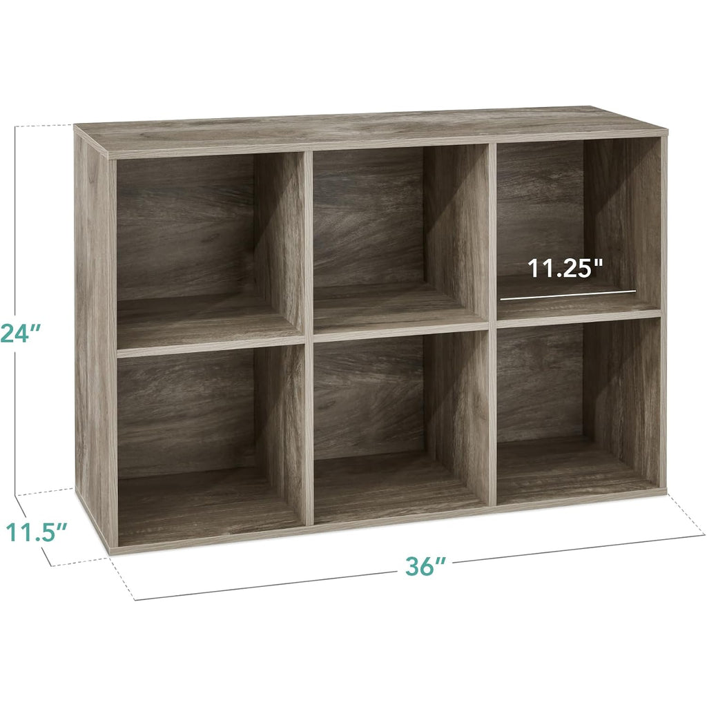 Best Choice Products 6-Cube Storage Organizer, 11In Shelf Opening, Bookcase, Display Shelf, Customizable W/ 3 Removable Back Panels – Greige