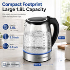Megawise Electric Glass Kettle With Auto Shut-Off (1.8L)
