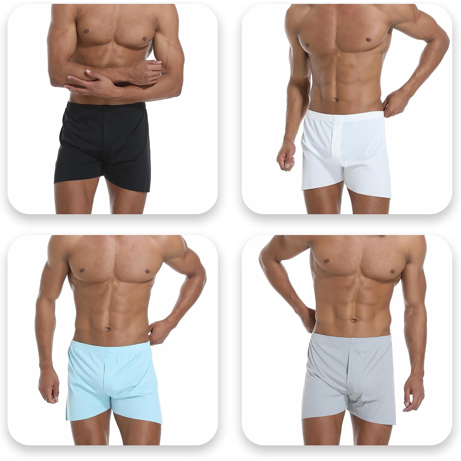 Vissay Stretch Satin Boxers For Men Silk Feeling Boxer Shorts Breathable Loose Men'S Underwear For Sleep 4 Pack