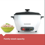 Black+Decker Rice Cooker 6-Cup (Cooked) With Steaming Basket, Removable Non-Stick Bowl, White
