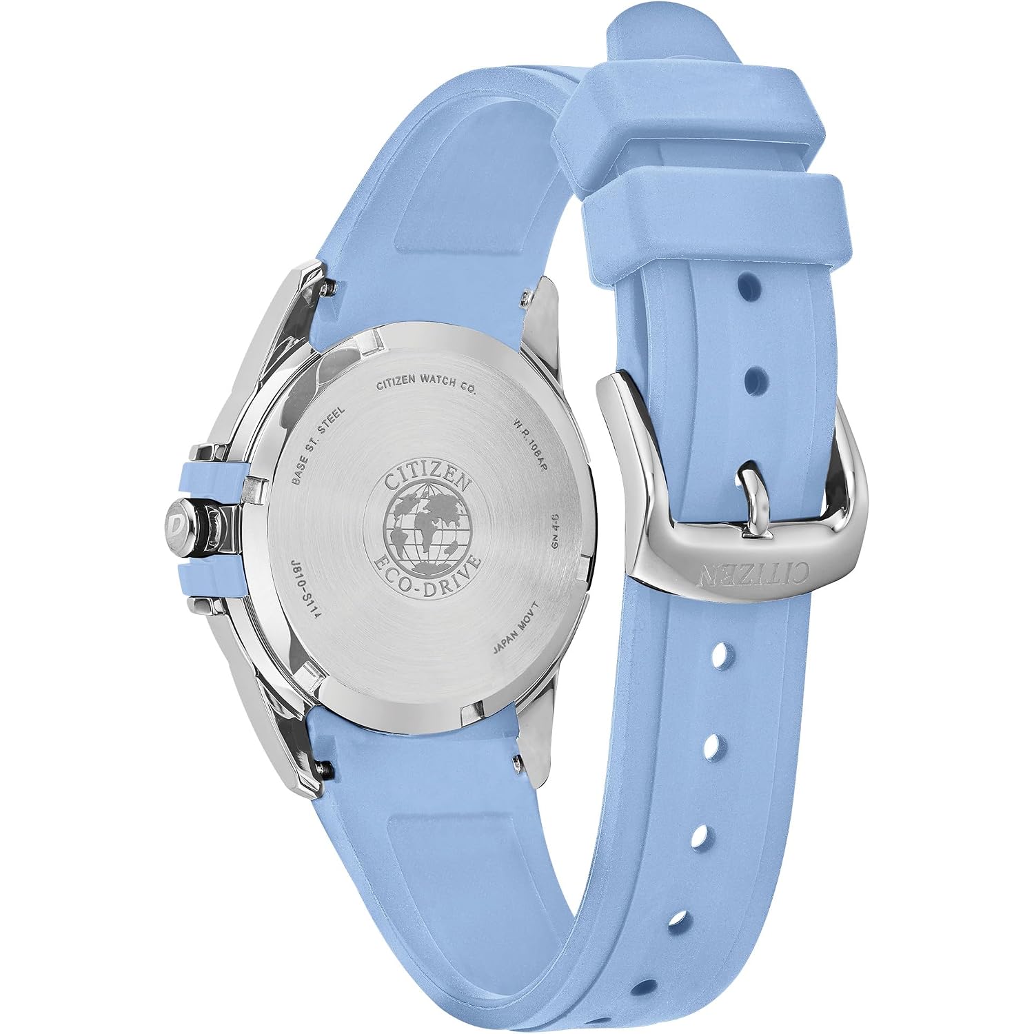 Citizen Ladies Eco-Drive Veya, 33.4Mm Silver-Tone Stainless Steel Case With A Blue Silicon Strap & Silver-White Dial (Style: Fe1260-09A)