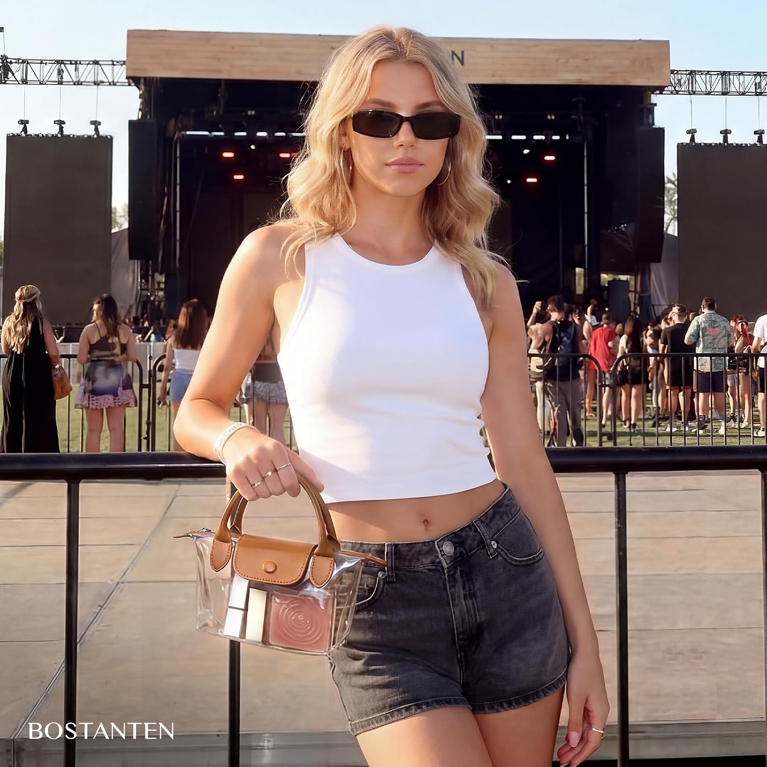 Bostanten Clear Bag For Stadium Approved Crossbody Purse Handbags For Concerts Sports Events