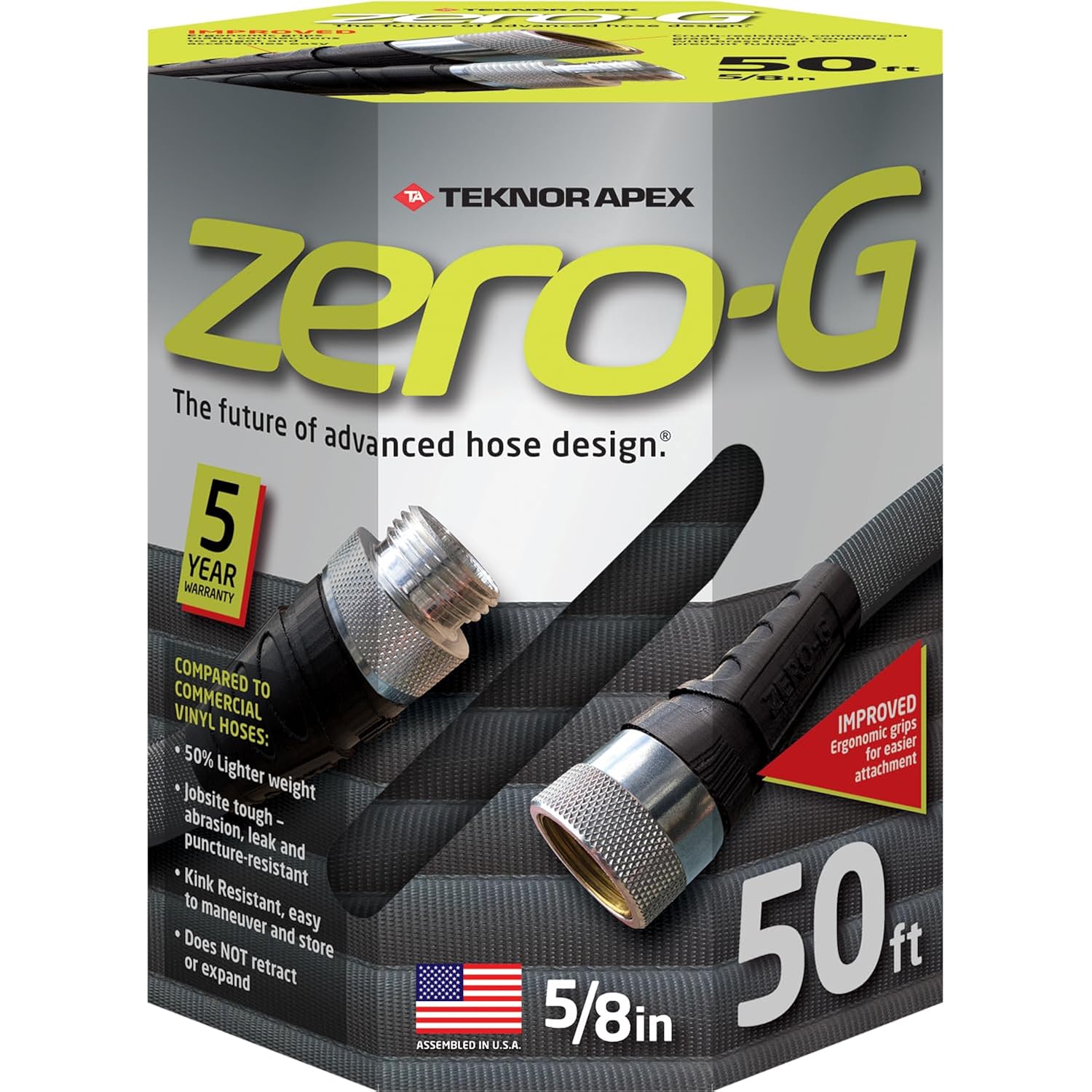 Zero-G 4001-50 Lightweight, Ultra Flexible, Durable, Kink-Free Garden Hose, 5/8-Inch By 50-Feet,Black