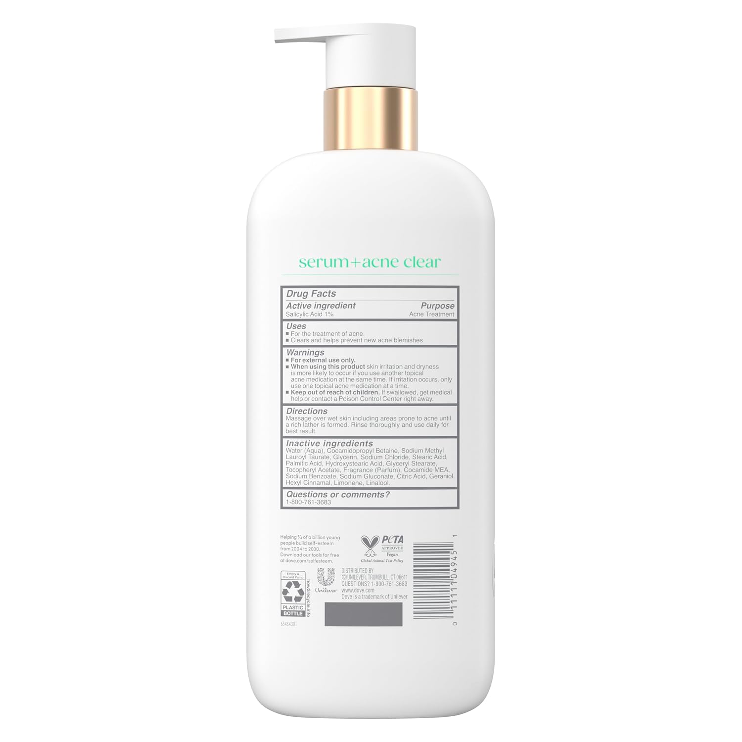 Dove Serum Body Wash Acne Clear With Salicylic Acid, 18.5 Oz I Acne Body Wash With 1% Salicylic Acid To Help Clear And Prevent Acne Breakouts