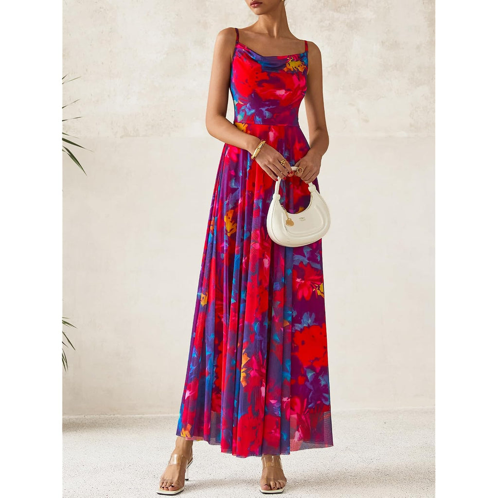 Btfbm Women Summer Floral Maxi Dresses Elegant Spaghetti Strap Dress Printed Party Dress Beach Long Dresses