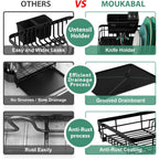 Dish Drying Rack, Dish Rack, Stainless Steel Dish Racks For Kitchen Counter, Dish Drainer With Removable Utensil Holder, Drainboard (Black,13''W X 17''L)