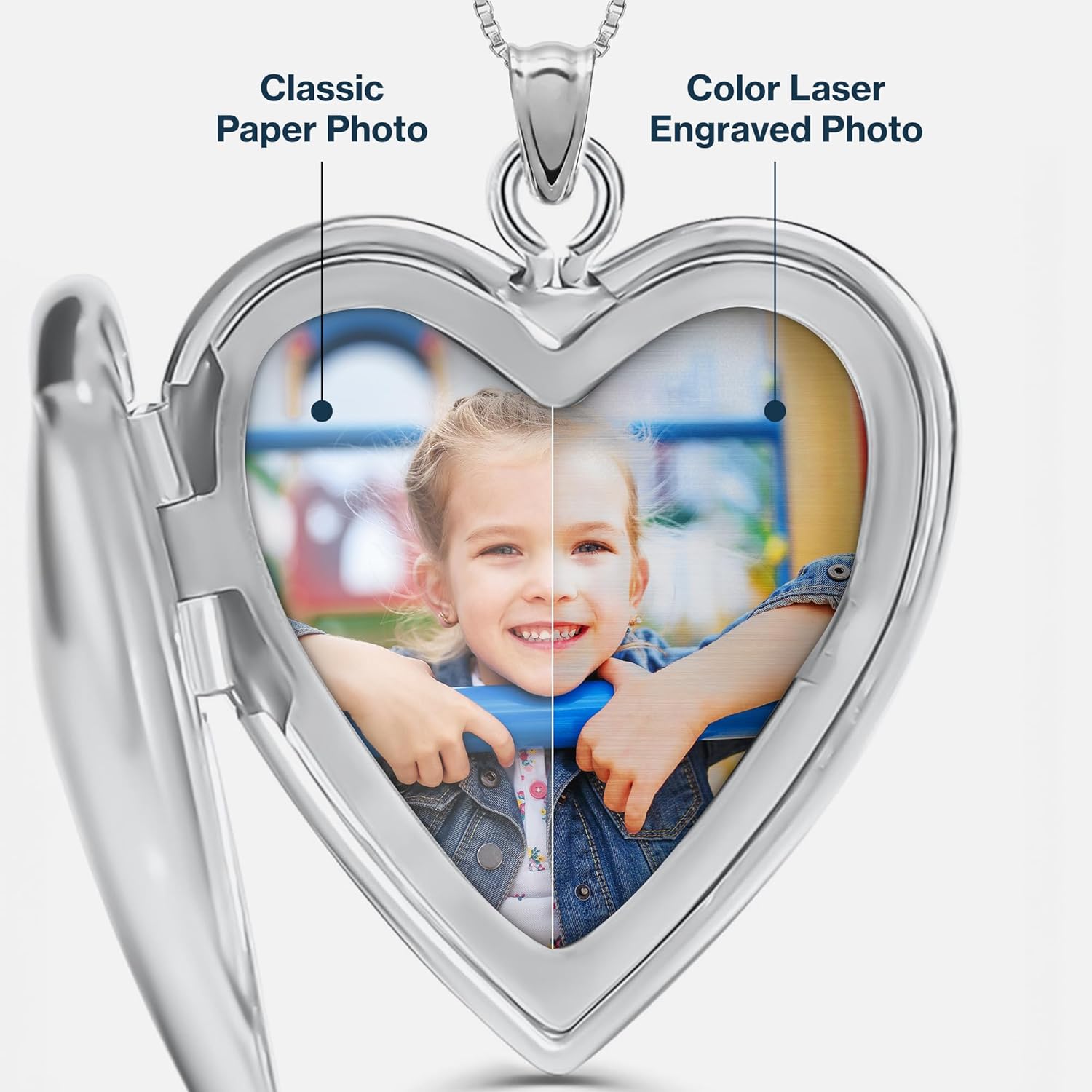 PicturesOnGold.com 14K Gold Filled Floral Heart Photo Locket with Diamond - 3/4 inch x 3/4 inch - Includes 18 inch Chain