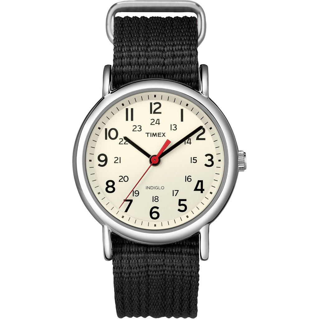 Timex Weekender 38mm Unisex Analog Watch | INDIGLO Backlight | Adjustable Durable Nylon Fabric Slip Through Strap | 24 Hour Time