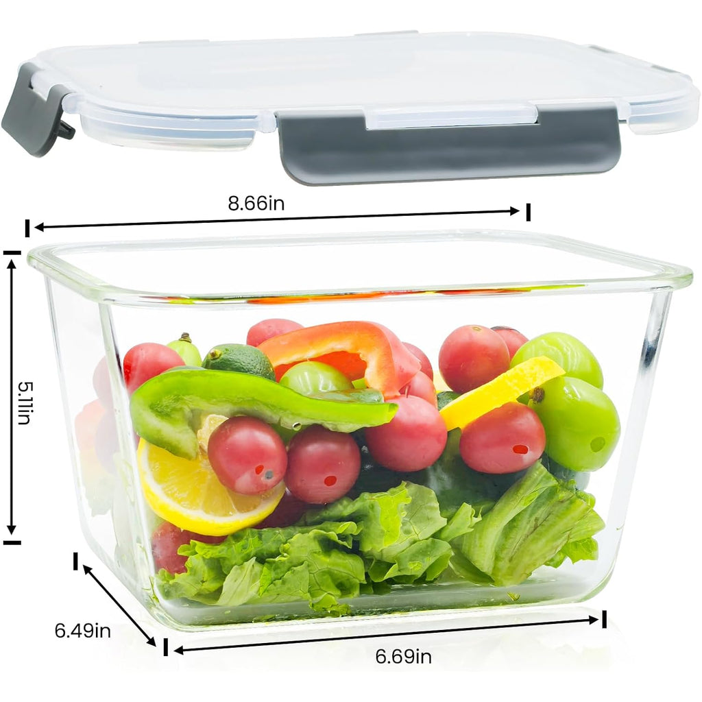 2 Pack Large Glass Storage Containers With Lids 85Oz/10.5Cup Big Airtight Glass Food Storage Containers For Rotisserie Chicken Watermelon Meal Prep, Bpa Free, Freezer Dishwasher Oven Safe